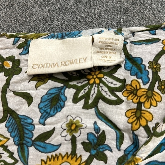 Cynthia Rowley Hippie Boho Top Green/Blue/Yellow Floral Shirt Size Small - Picture 4 of 6